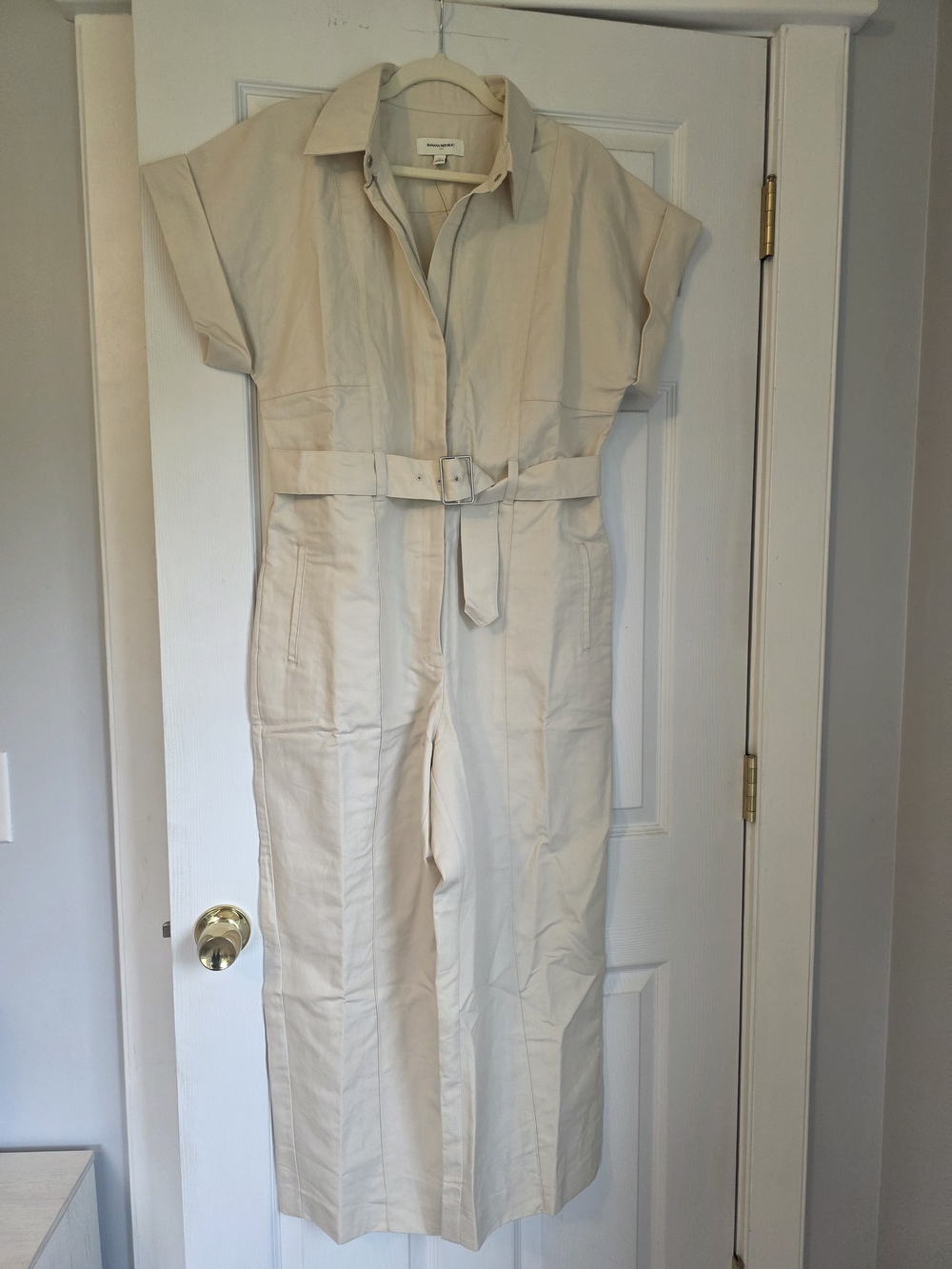 Banana Republic Linen Cream Utility Belted Jumpsuit